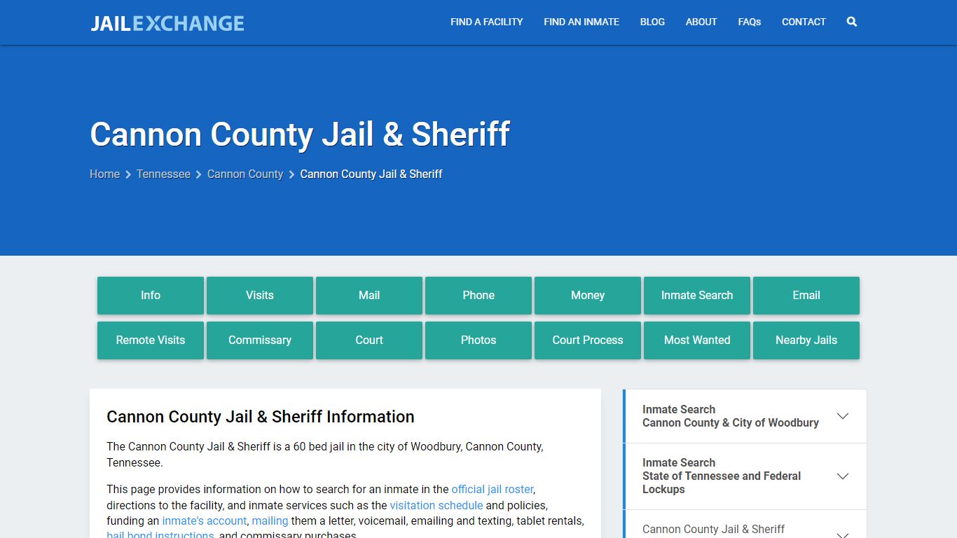 Cannon County Jail & Sheriff, TN Inmate Search, Information